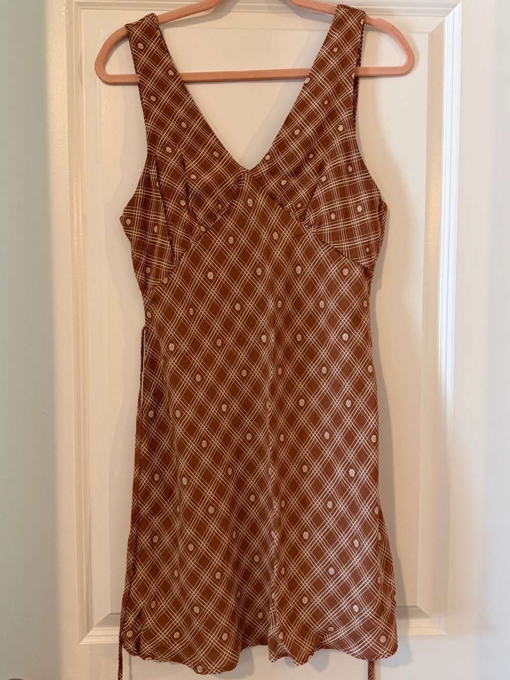 wild fable Brown Plaid V-Neck Sleeveless Dress